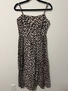 Leopard Print Spaghetti Strap Midi Dress - Beige & Black